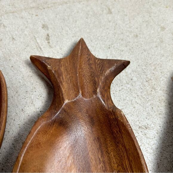 3 Vintage Wooden MCM Fruit Shaped Small Dishes - Picture 5 of 5